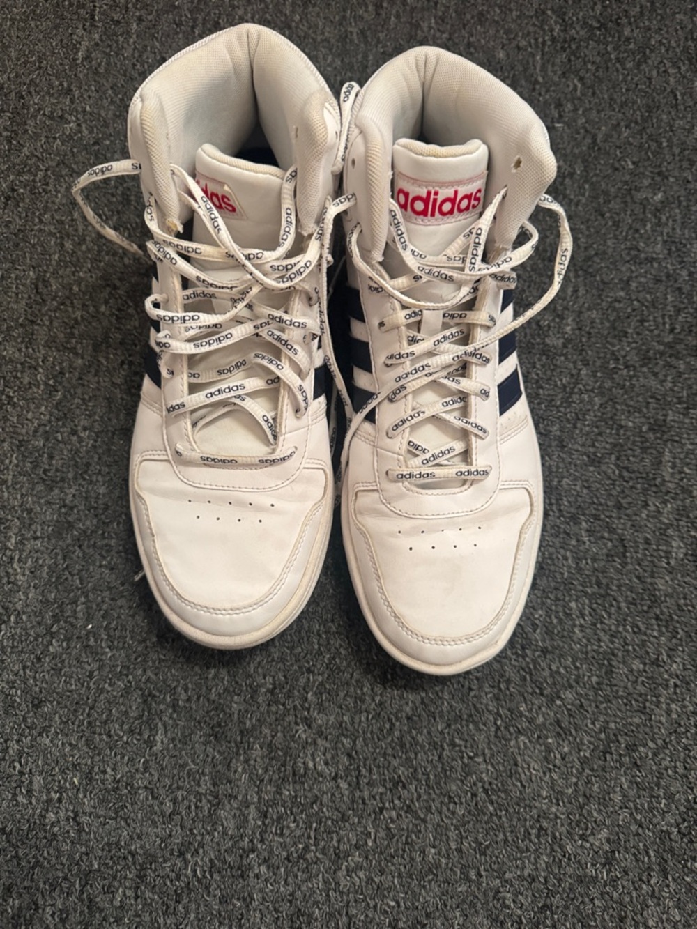 adidas White and Navy High-Top Sneakers